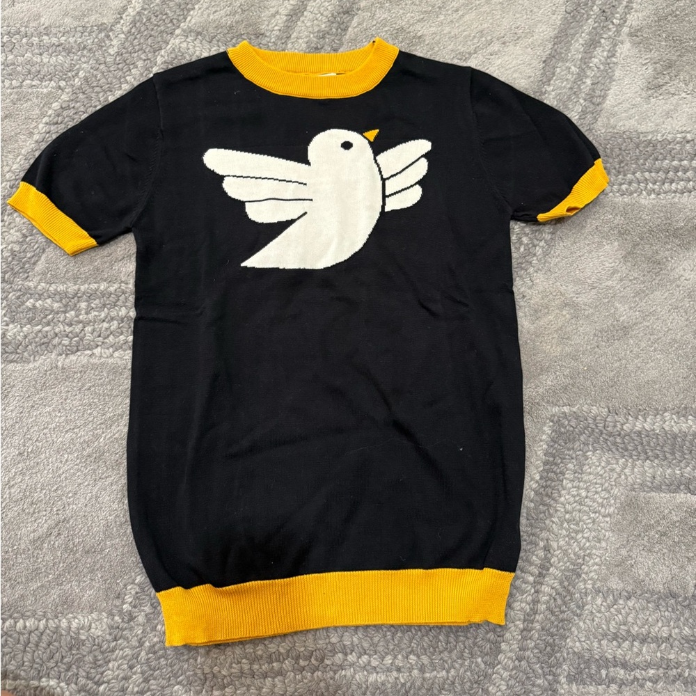 Kids Black and Yellow Bird Graphic T-Shirt